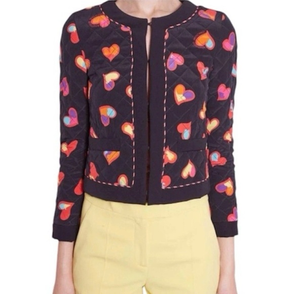 Moschino Jackets & Blazers - Boutique Moschino Multi-Colored Hearts Quilted Jacket Size 14
